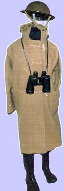 Duffle coat and helmet